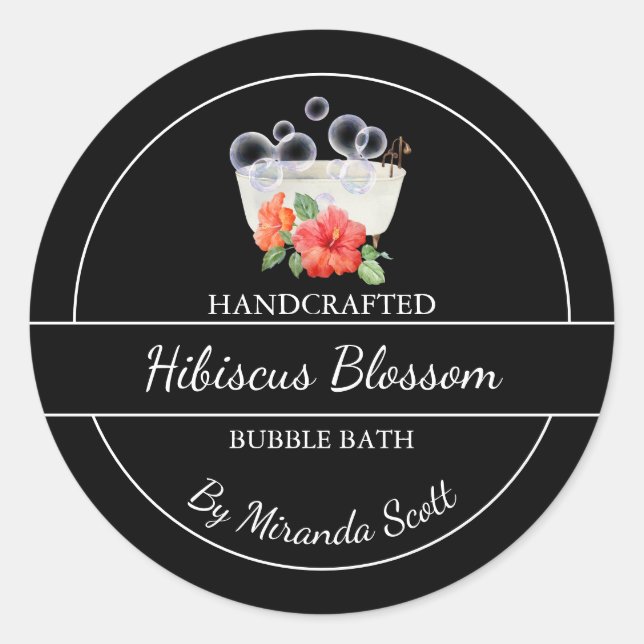 Simple Homemade Hibiscus Bubble Bath Label (Front)