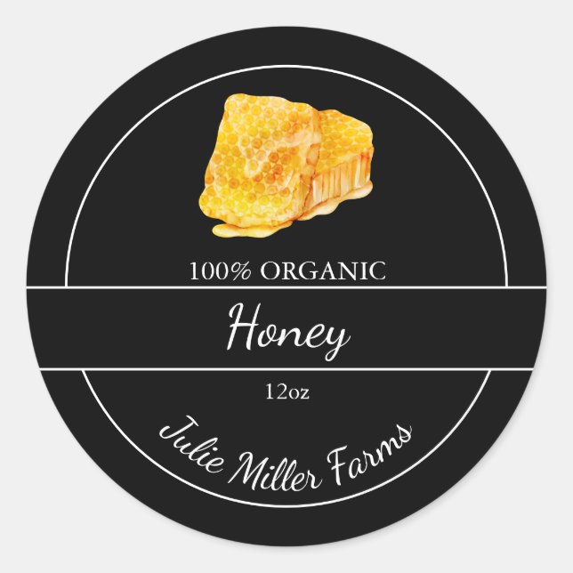Simple Homemade Honeycomb Honey Label (Front)