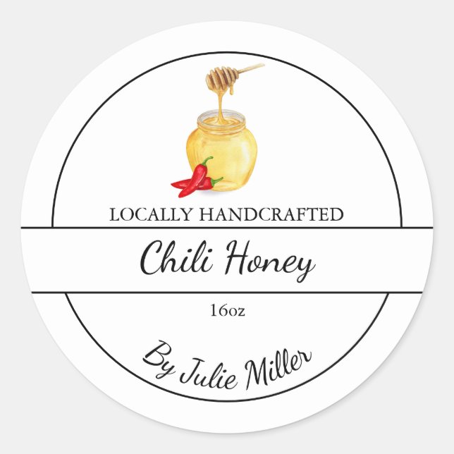 Simple Homemade Hot Chili infused Honey Label (Front)
