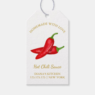 Simple Homemade Hot Chili Sauce Hang Tag   White