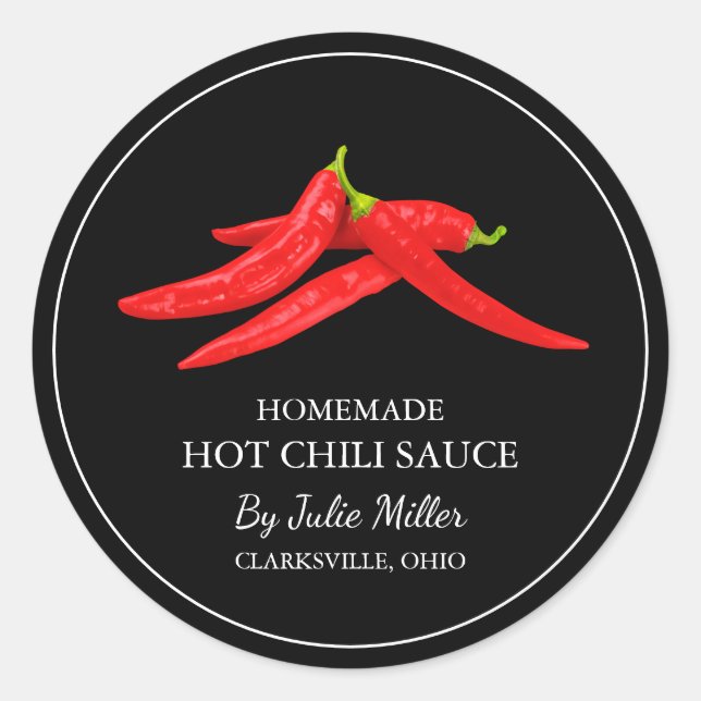 Simple Homemade Hot Chili Sauce Label (Front)