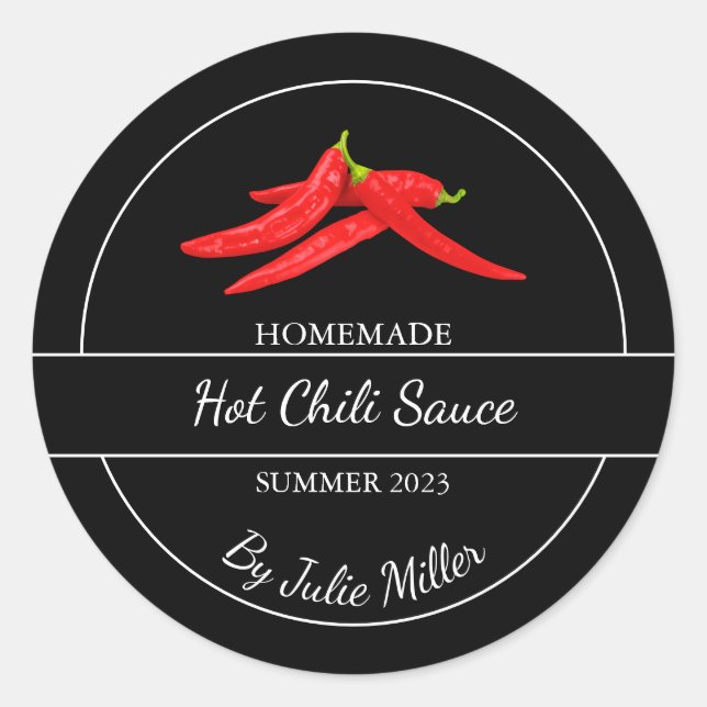 Simple Homemade Hot Chili Sauce Label (Front)