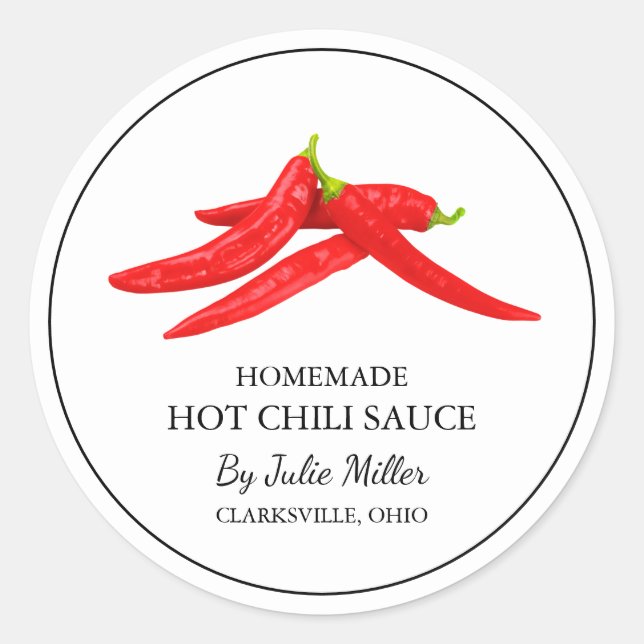 Simple Homemade Hot Chili Sauce Label (Front)