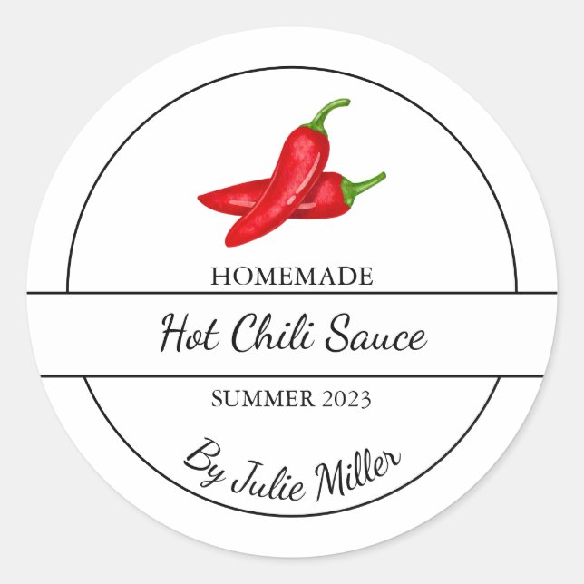 Simple Homemade Hot Chili Sauce Label (Front)