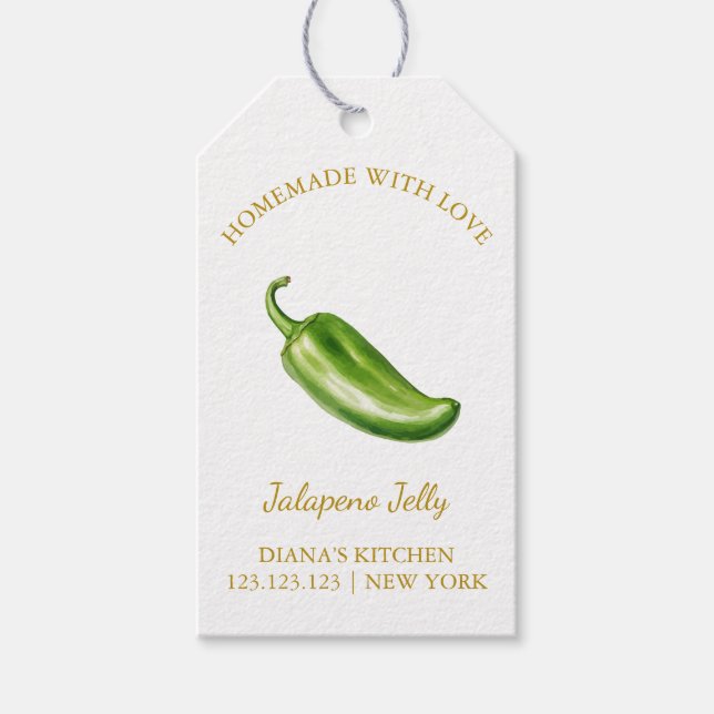 Simple Homemade Jalapeno Jelly Hang Tag | White (Front)