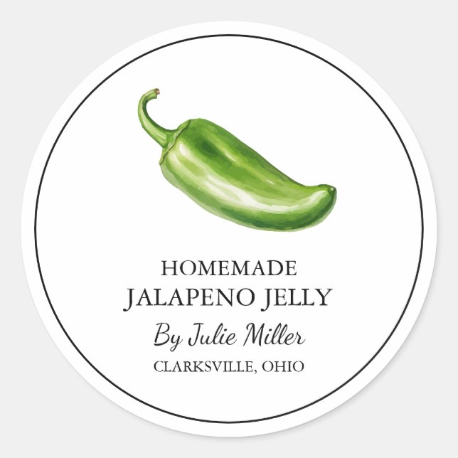 Simple Homemade Jalapeno Jelly Label (Front)