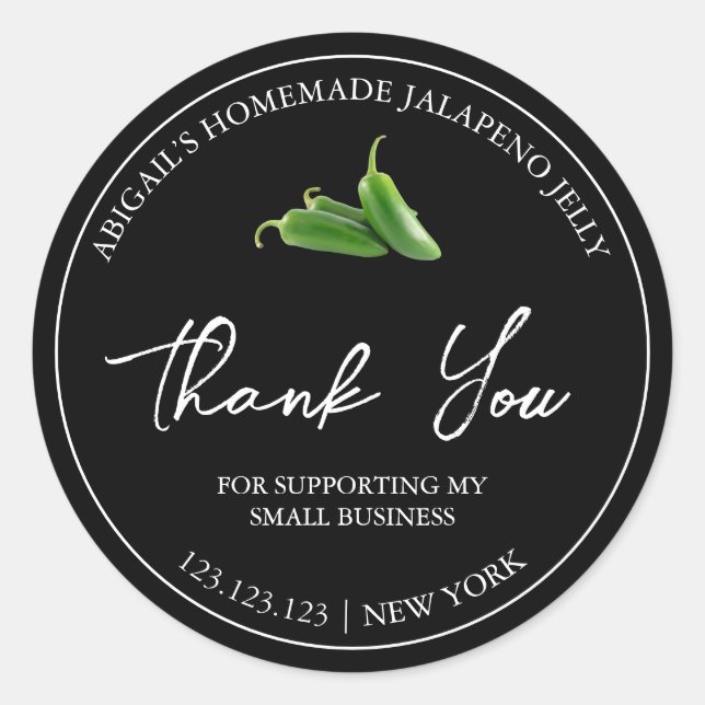 Simple Homemade Jalapeno Jelly Thank You Label (Front)