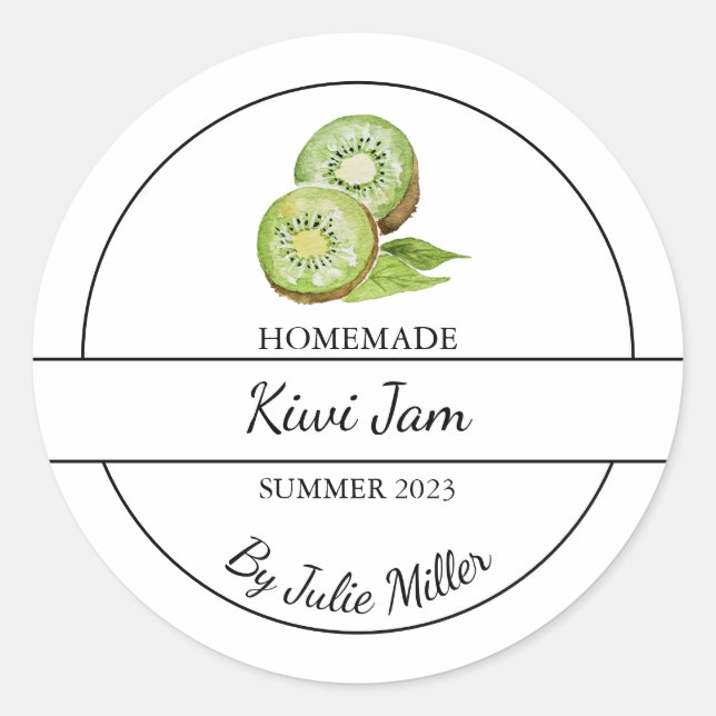 Simple Homemade Kiwi Jam Label (Front)