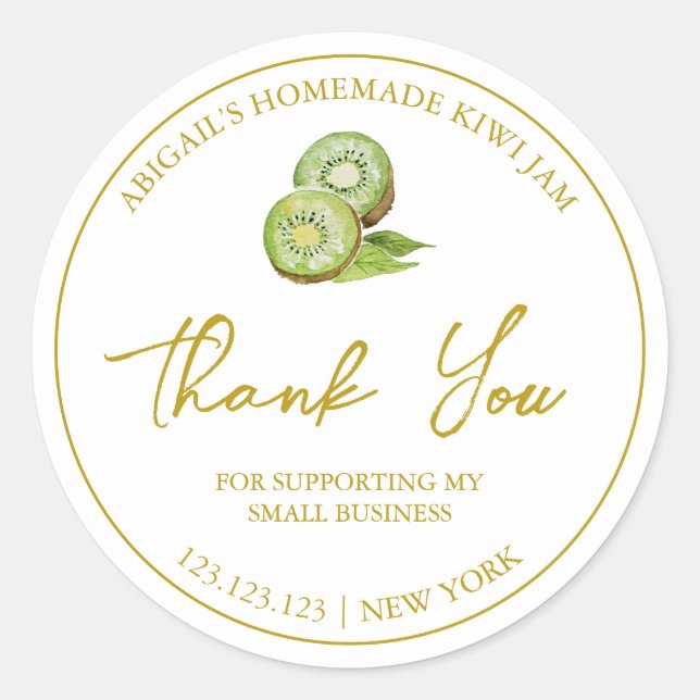 Simple Homemade Kiwi Thank You Label (Front)