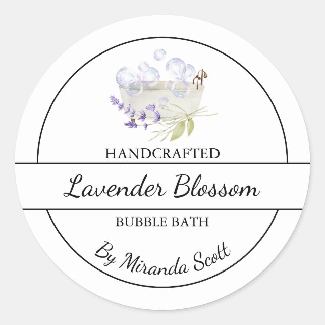 Simple Homemade Lavender Bubble Bath Label (Front)