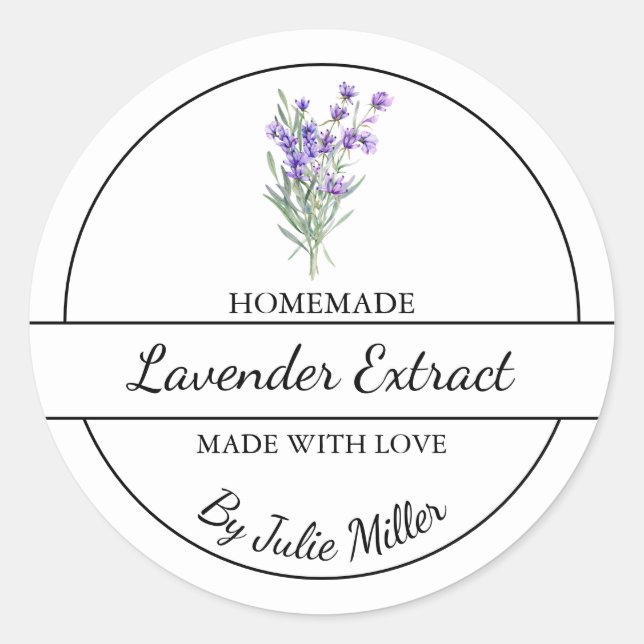 Simple Homemade Lavender Extract Label (Front)