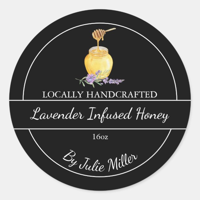 Simple Homemade Lavender infused Honey Label (Front)