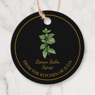 Simple Homemade Lemon Balm Syrup Hang Tag l Black