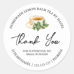 Simple Homemade Lemon Balm Tea Thank You Label