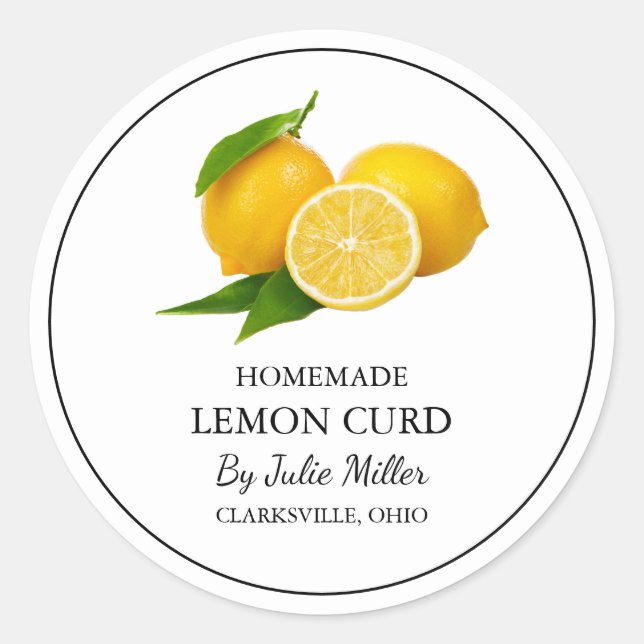 Simple Homemade Lemon Curd Label (Front)