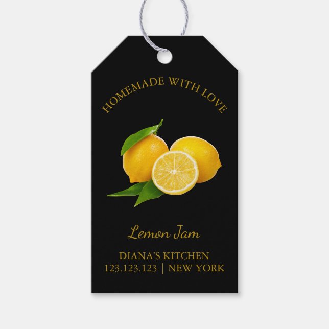 Simple Homemade Lemon Jam Hang Tag l Black (Front)