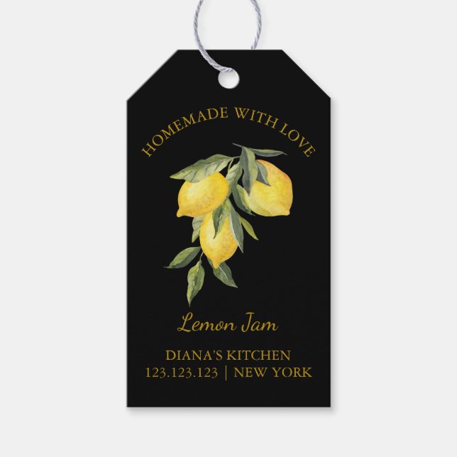 Simple Homemade Lemon Jam Hang Tag l Black (Front)