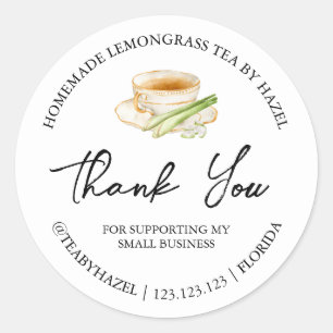 Simple Homemade Lemongrass Tea Thank You Label