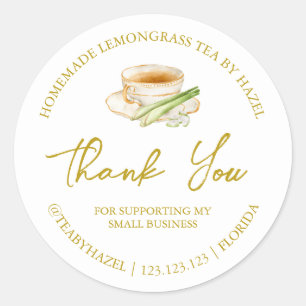 Simple Homemade Lemongrass Tea Thank You Label