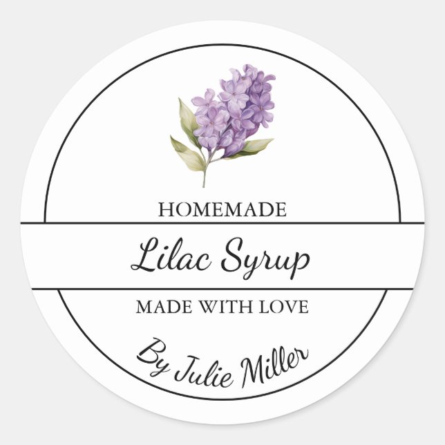 Simple Homemade Lilac Syrup Label (Front)