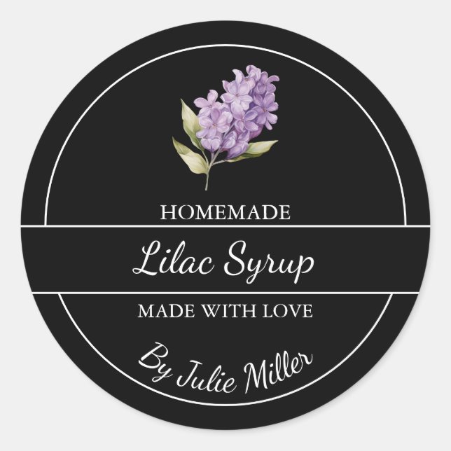 Simple Homemade Lilac Syrup Label (Front)