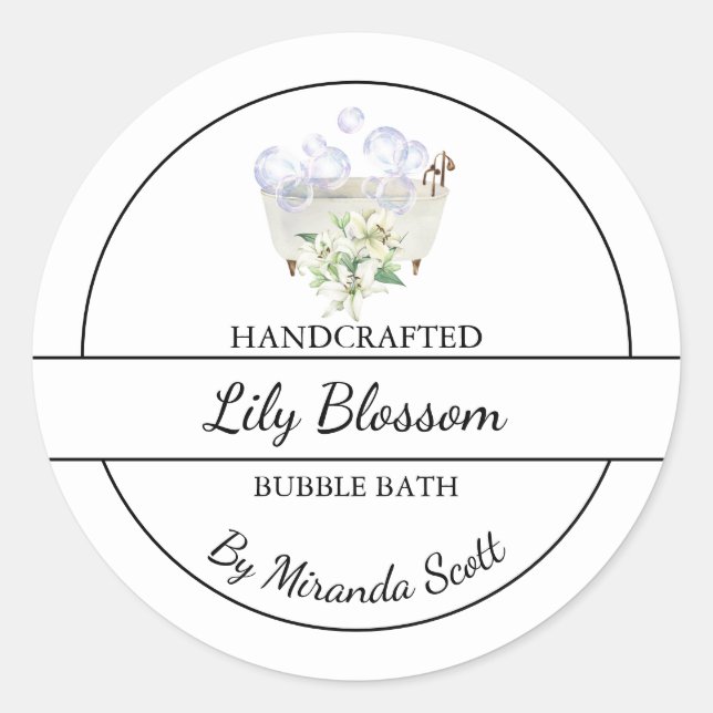 Simple Homemade Lily Bubble Bath Label (Front)