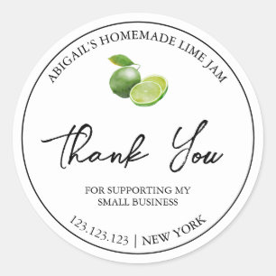 Simple Homemade Lime Jam Thank You Label