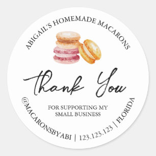 Simple Homemade Macaron Thank You Label