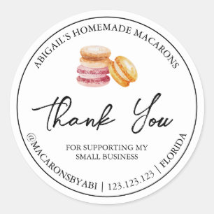 Simple Homemade Macaron Thank You Label