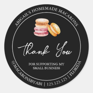 Simple Homemade Macaron Thank You Label