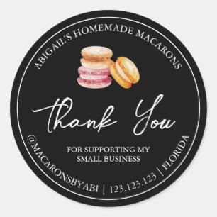 Simple Homemade Macaron Thank You Label