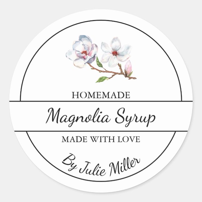 Simple Homemade Magnolia Syrup Label (Front)