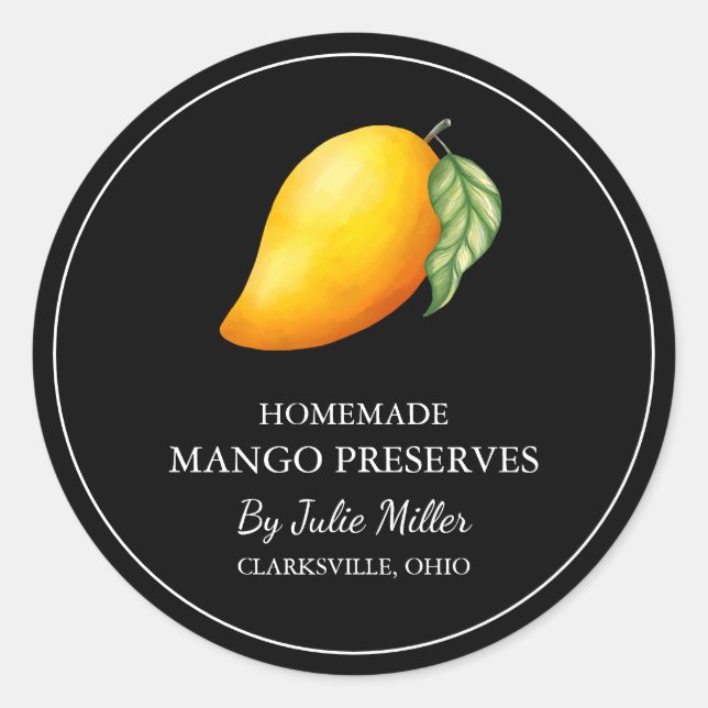 Simple Homemade Mango Preserves Label (Front)