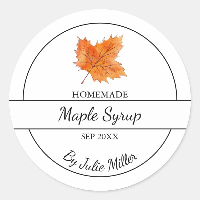 Simple Homemade Maple Syrup Label (Front)