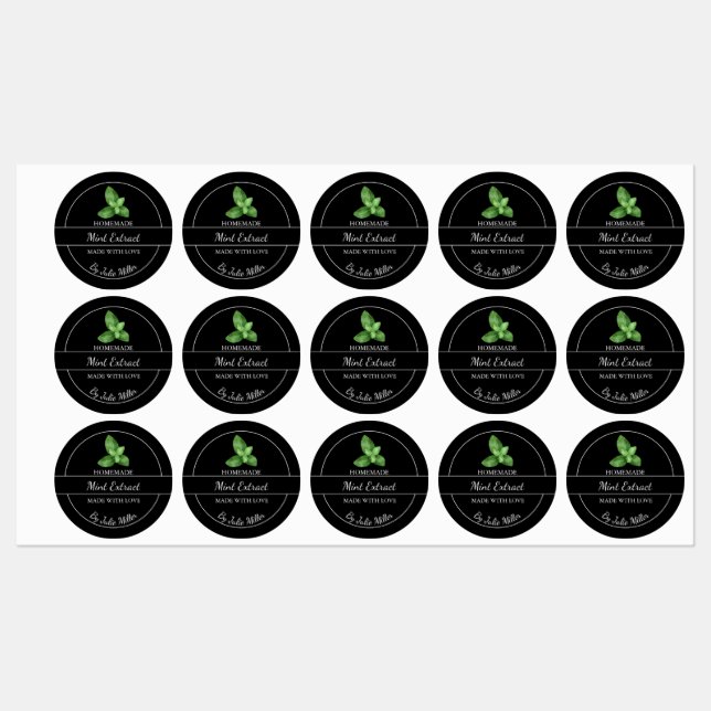 Simple Homemade Mint Extract Adhesive Label (Sheet)