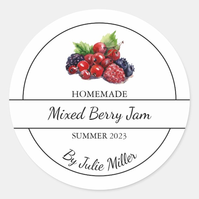 Simple Homemade Mixed Berry Jam Label (Front)