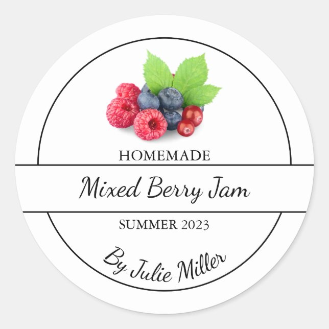 Simple Homemade Mixed Berry Jam Label (Front)