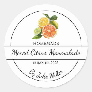 Simple Homemade mixed citrus marmalade Label