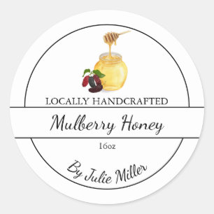 Simple Homemade Mulberry infused Honey Label