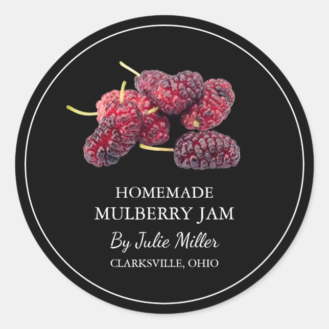Simple Homemade Mulberry Jam Label (Front)