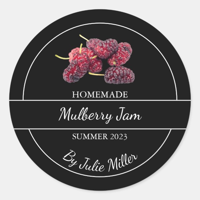 Simple Homemade Mulberry Jam Label (Front)