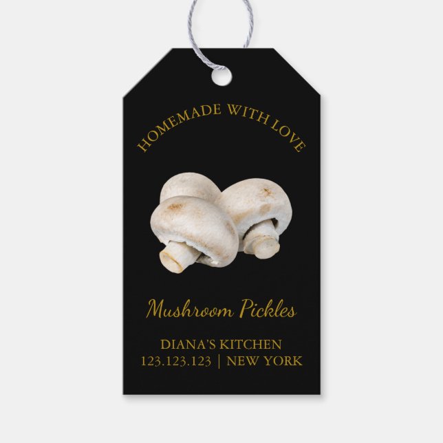 Simple Homemade Mushroom Pickle Hang Tag  (Front)