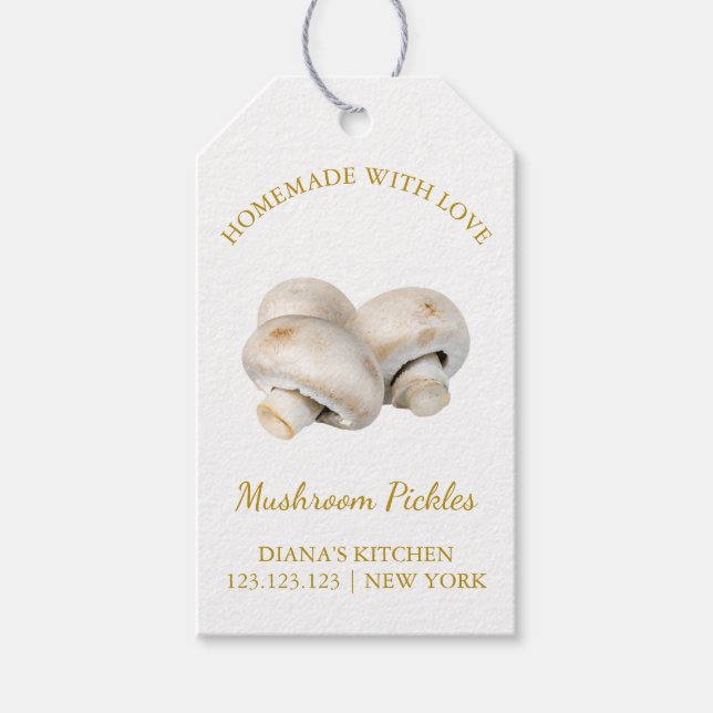 Simple Homemade Mushroom Pickle Hang Tag | White (Front)