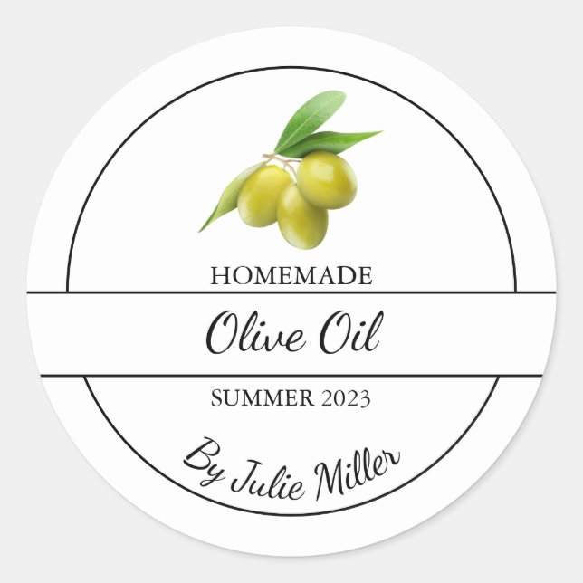 Simple Homemade Olive Oil Label (Front)