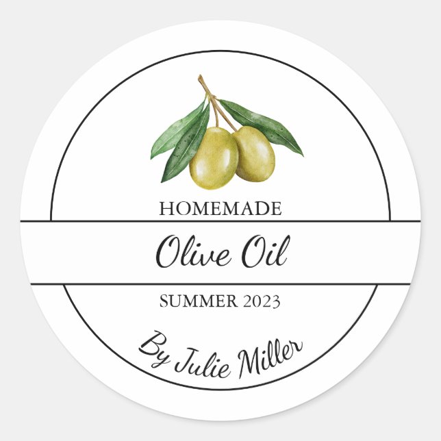 Simple Homemade Olive Oil Label (Front)