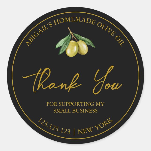 Simple Homemade Olive Oil Thank You Label (Front)
