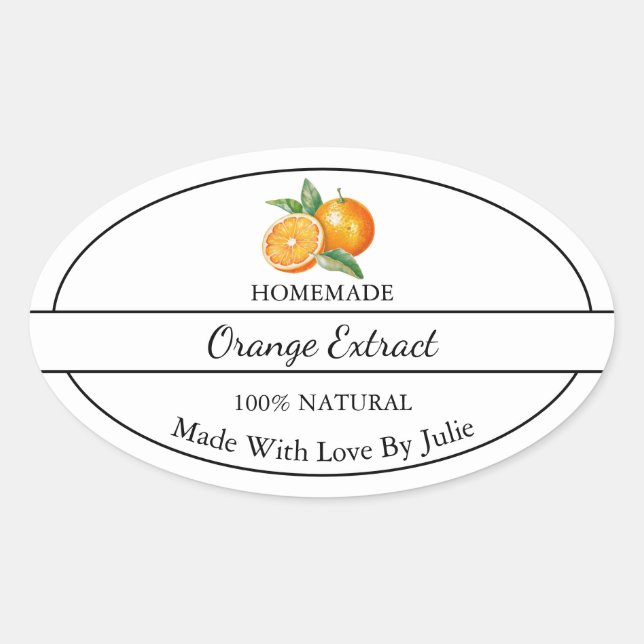 Simple Homemade Orange Extract Label (Front)