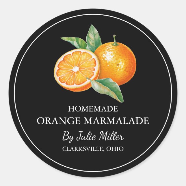 Simple Homemade Orange Marmalade Label (Front)