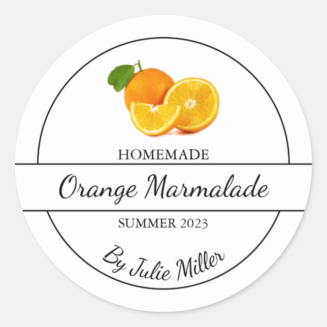 Simple Homemade Orange Marmalade Label (Front)