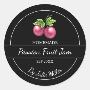 Simple Homemade Passion Fruit Jam Label   Black